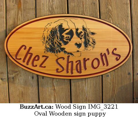 Oval Wooden sign puppy